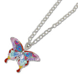 112467, ABSTRACT ENAMELED BUTTERFLY PENDANT NECKLACE