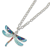 112468, ABSTRACT ENAMELED DRAGONFLY PENDANT NECKLACE