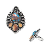 112474, WESTERN TEARDORP TURQUOISE STONE STRETCH RING