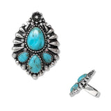 112474, WESTERN TEARDORP TURQUOISE STONE STRETCH RING