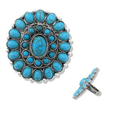 112477, OVERSIZED TURQUOISE AND CRYSTAL WESTERN CONCHO STRETCH RING