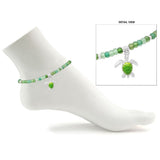 112479, SEA TURTLE CHARM GLASS BEADED STRETCH ANKLET wholesale fashion jewelry - GOOD FEELINGS, INC