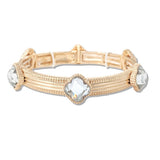 112484, CRYSTAL CLOVER ACCENT TAILORED STRETCH BRACELET