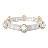 112484, CRYSTAL CLOVER ACCENT TAILORED STRETCH BRACELET
