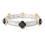 112484, CRYSTAL CLOVER ACCENT TAILORED STRETCH BRACELET