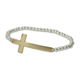 112496, CROSS AND CCB BEADED STRETCH BRACELET