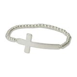 112496, CROSS AND CCB BEADED STRETCH BRACELET