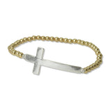 112496, CROSS AND CCB BEADED STRETCH BRACELET