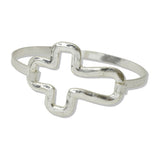 112498, HAMMERED OPEN CROSS HOOK BANGLE BRACELET