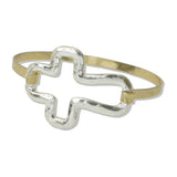 112498, HAMMERED OPEN CROSS HOOK BANGLE BRACELET