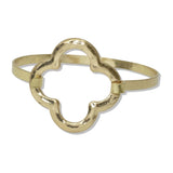 112500, HAMMERED OPEN QUATREFOIL HOOK BANGLE BRACELET