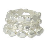 Multi Layered Chain and CCB Nugget Beaded Stretch Bracelet - view 3