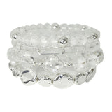 Clover Accent CCB and Glass Beaded Multi Layered Stretch Bracelet - view 2
