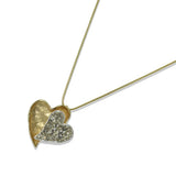 TWO Tone Layered Heart Long Pendant Necklace - view 3