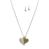TWO Tone Layered Heart Long Pendant Necklace - view 2