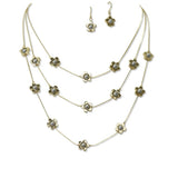 Triple Layer Flower Station Necklace - view 2