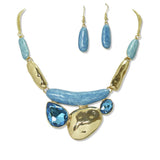 Geometric Glitter Enamel and Crystal Necklace