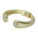 14K Gold Plated Matte Gold Tone Oval CZ Designer Inspired Bracelet - view 3