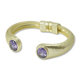 14K Gold Plated Matte Gold Tone Oval CZ Designer Inspired Bracelet - view 4