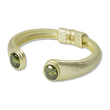 14K Gold Plated Matte Gold Tone Oval CZ Designer Inspired Bracelet - view 2