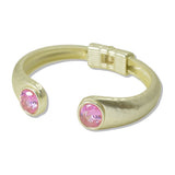 14K Gold Plated Matte Gold Tone Oval CZ Designer Inspired Bracelet
