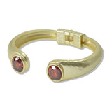 14K Gold Plated Matte Gold Tone Oval CZ Designer Inspired Bracelet - view 5