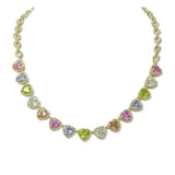 14K Gold Plated CZ Heart Station Designer Inspired Necklace
