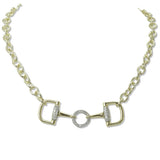 14K Gold Plated Pave CZ Horsebit Designer Inspired Necklace