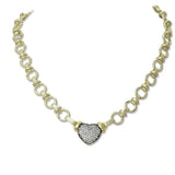 14K Gold Plated Pave CZ Heart Designer Inspired Necklace