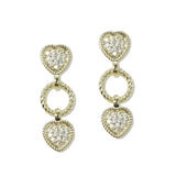 14K Gold Plated Pave CZ Heart Drop Designer Inspired Earrings - view 2
