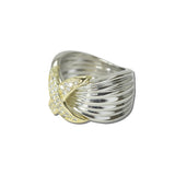 112527, TIMELESS 14K GOLD PLATED X PAVE CZ ACCENT RING