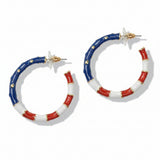 USA Patriotic Enamel Hoop Earrings