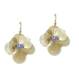 Porcelain Ceramic Bead Accent Filigree Layered Flower Drop Earrings - view 2