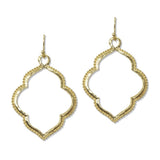 Textured Open Quatrefoil Drop Earrings