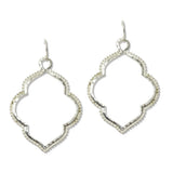 Textured Open Quatrefoil Drop Earrings - view 2