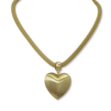 Matte Brushed Heart Pendant Necklace