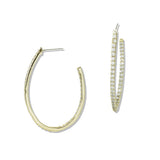 112544, 14K GOLD PLATED PAVE CZ HOOP EARRINGS