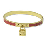 Stainless Steel Enamel Forever Love Padlock Bangle Bracelet - view 6