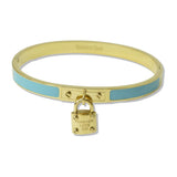 112545, STAINLESS STEEL ENAMEL FOREVER LOVE PADLOCK BANGLE BRACELET