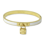 112545, STAINLESS STEEL ENAMEL FOREVER LOVE PADLOCK BANGLE BRACELET
