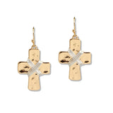 112547, HAMMERED CROSS DANGLE EARRINGS