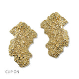 112551, TEXTURED ABSTRACT NUGGET CLIP ON EARRINGS