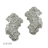 112551, TEXTURED ABSTRACT NUGGET CLIP ON EARRINGS