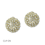 112552, PAVE PEARL AND CRYSTAL DOME CLIP ON EARRINGS