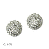 112552, PAVE PEARL AND CRYSTAL DOME CLIP ON EARRINGS