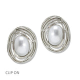 Abstract Siwrl Pearl Clip on Earrings - view 2