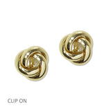 112554, POLISHED KNOT CLIP ON EARRINGS