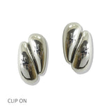 112555, POLISHED ABTRACT BEAN CLIP ON EARRINGS