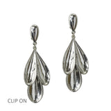 112557, TRIPLE PETAL DROP CLIP ON EARRINGS