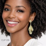 112557, TRIPLE PETAL DROP CLIP ON EARRINGS